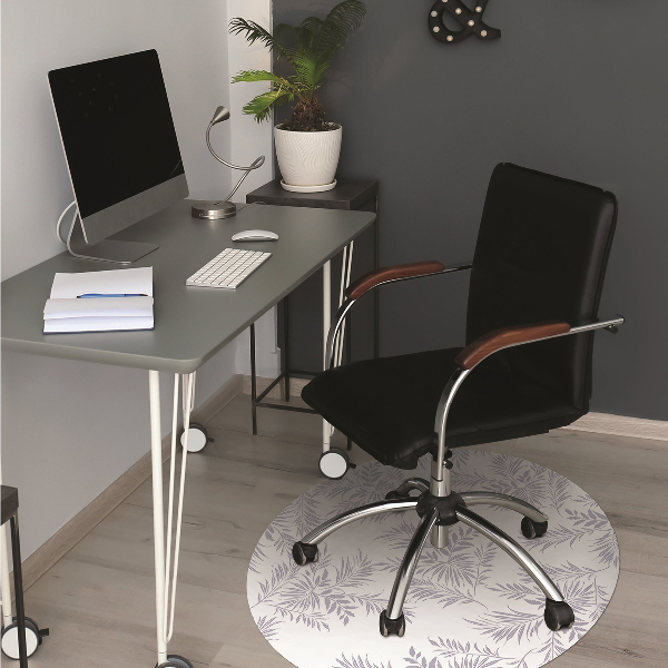 Computer chair mat gray leaves