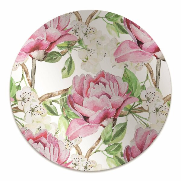 Office chair floor protector pink peonies