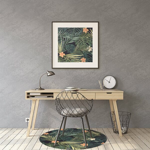 Office chair mat Flowers and leaves