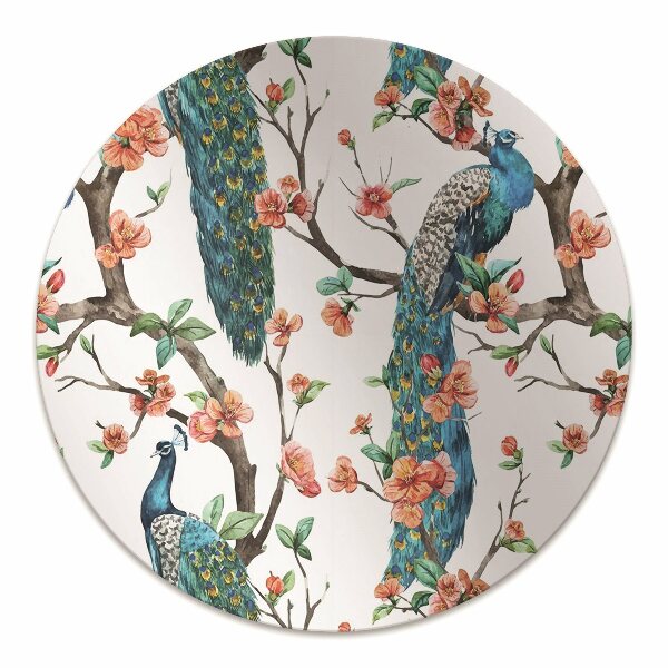 Office chair floor protector Peacocks and flowers