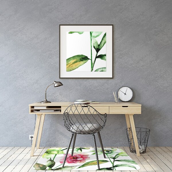 Desk chair mat spring flowers