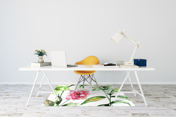 Desk chair mat spring flowers