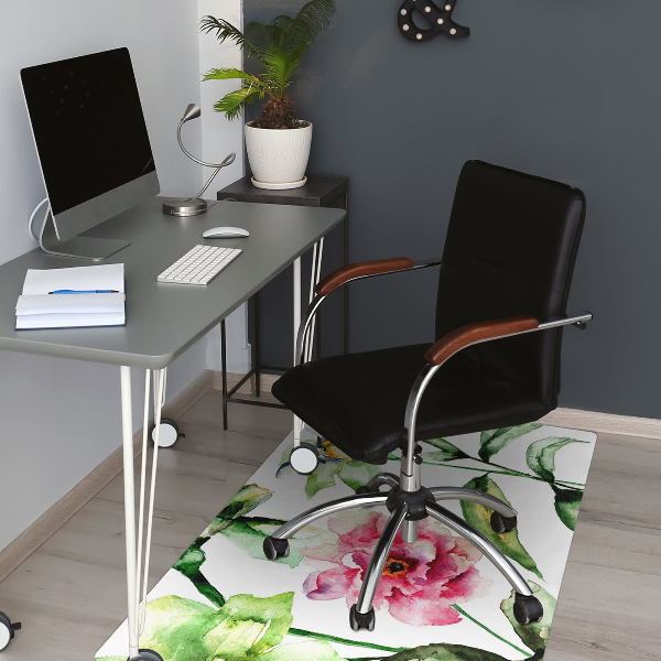 Desk chair mat spring flowers