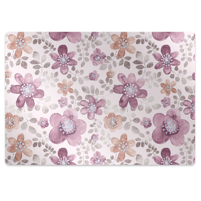 Desk chair mat pink flowers