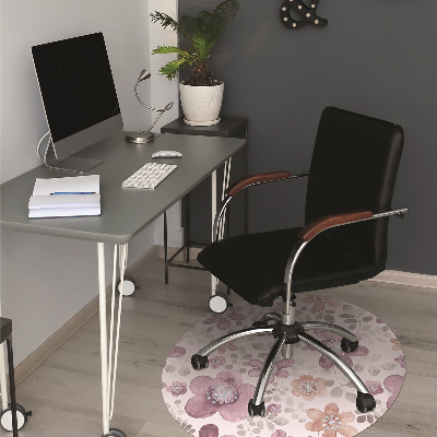 Desk chair mat pink flowers