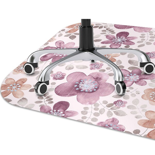 Desk chair mat pink flowers