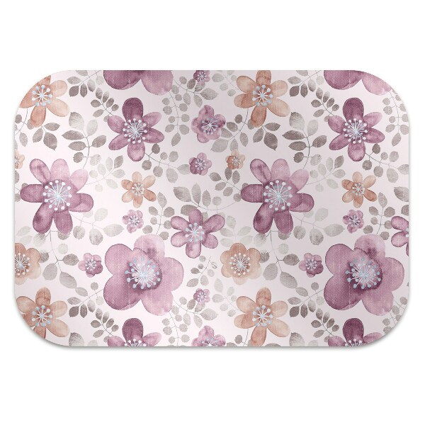 Desk chair mat pink flowers