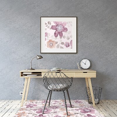 Desk chair mat pink flowers