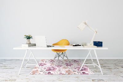 Desk chair mat pink flowers