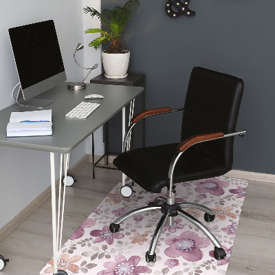 Desk chair mat pink flowers