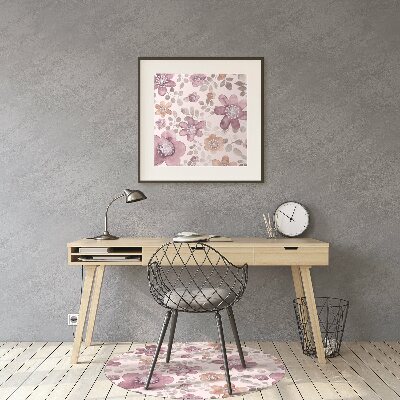 Desk chair mat pink flowers