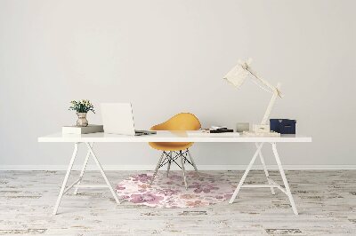 Desk chair mat pink flowers