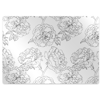 Desk chair mat drawn roses