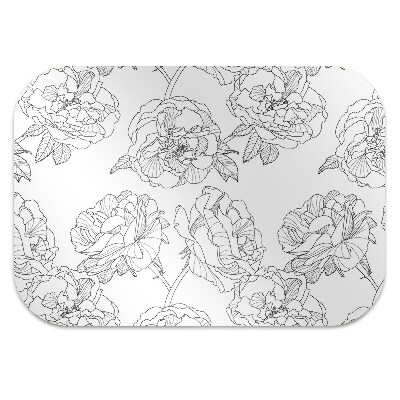 Desk chair mat drawn roses