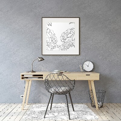 Desk chair mat drawn roses