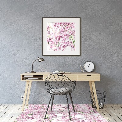 Office chair floor protector lilac flowers