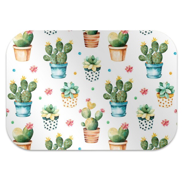 Office chair mat painted cactus