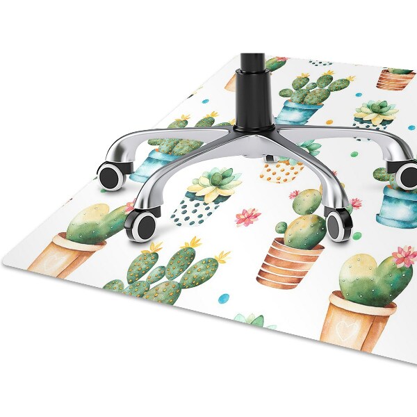 Office chair mat painted cactus