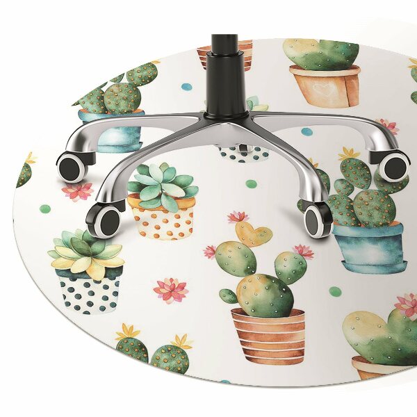 Office chair mat painted cactus