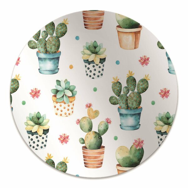 Office chair mat painted cactus