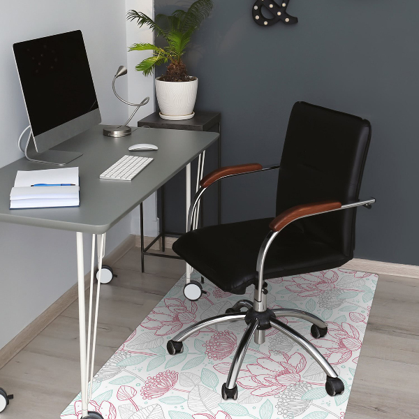 Office chair mat contours flowers