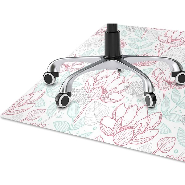 Office chair mat contours flowers