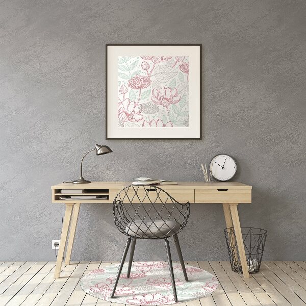 Office chair mat contours flowers