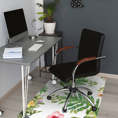 Office chair mat Leaves and flowers