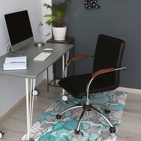 Desk chair mat flowers Doodle