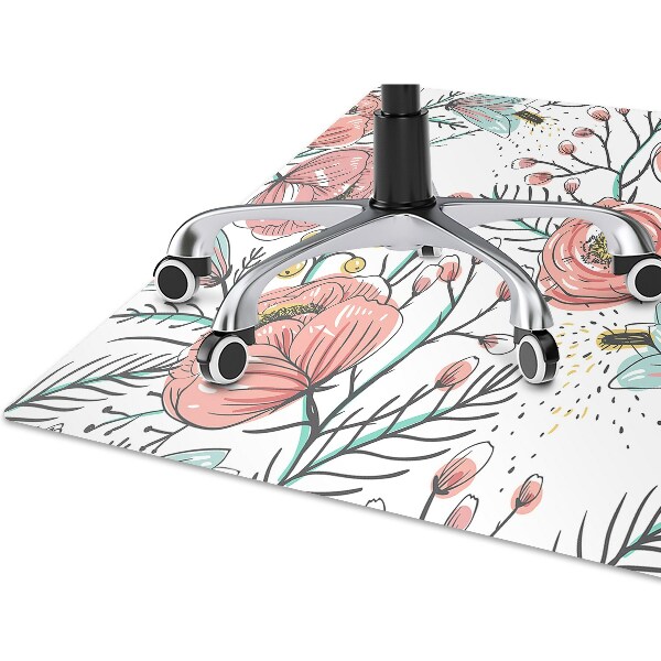 Office chair mat Poppies