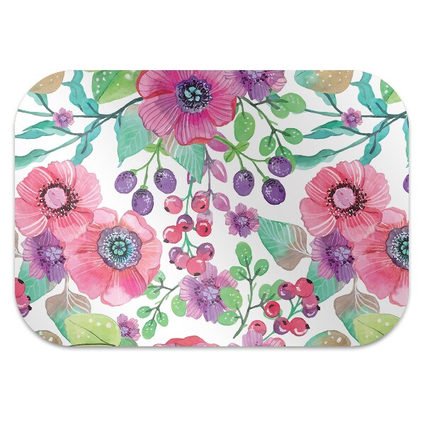 Office chair mat Flowers and berries