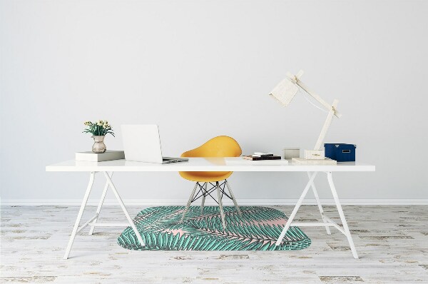 Office chair mat exotic leaf