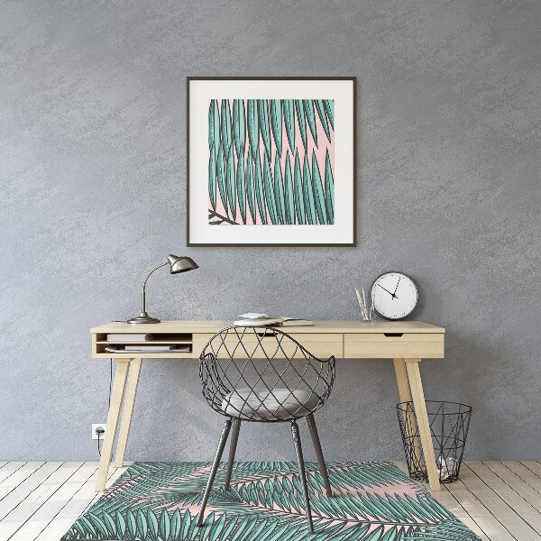 Office chair mat exotic leaf