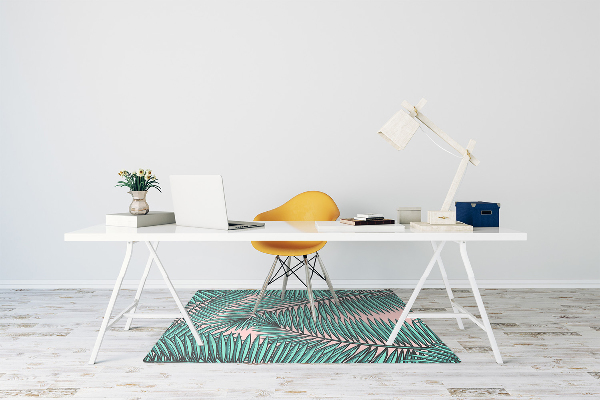 Office chair mat exotic leaf
