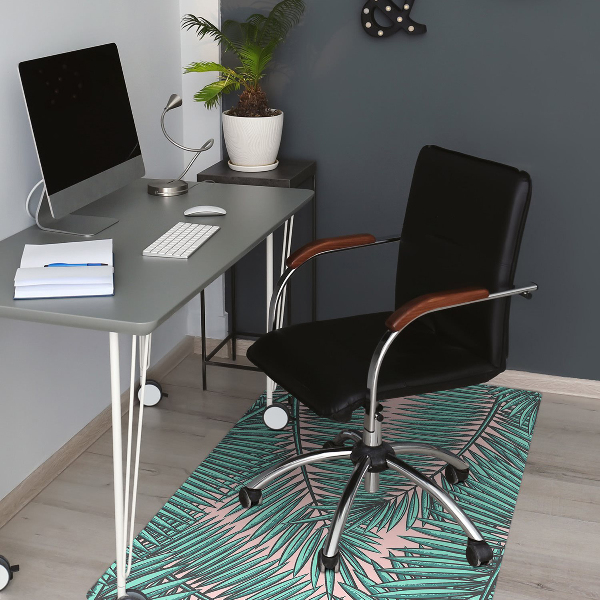 Office chair mat exotic leaf