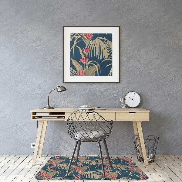 Chair mat floor panels protector tropical Palm Trees