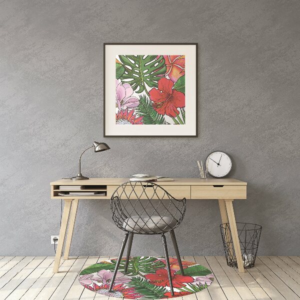 Office chair mat Colorful flowers