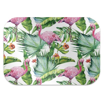 Office chair mat Leaves and Flamingos