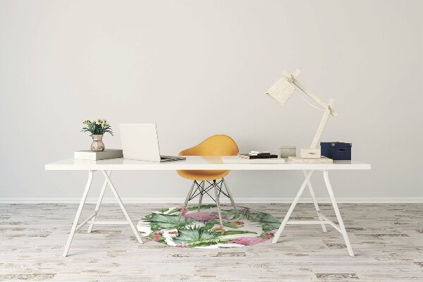 Office chair mat Leaves and Flamingos