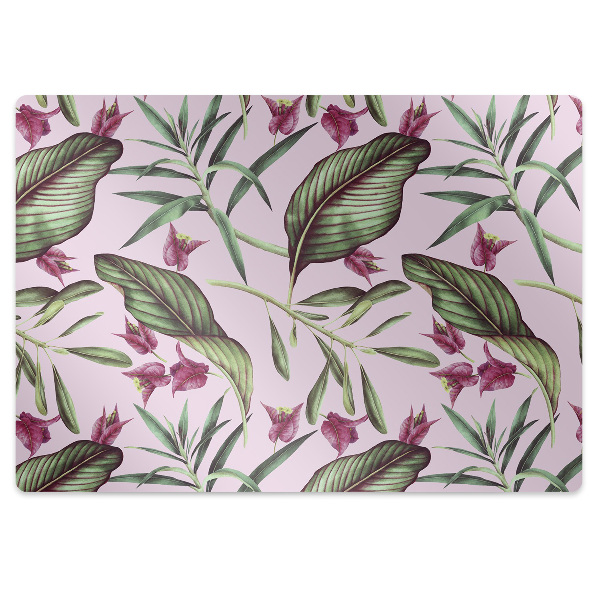 Desk chair mat pink flowers