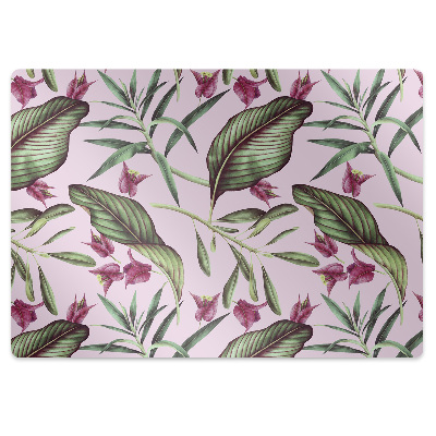 Desk chair mat pink flowers