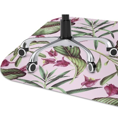 Desk chair mat pink flowers