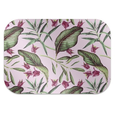 Desk chair mat pink flowers