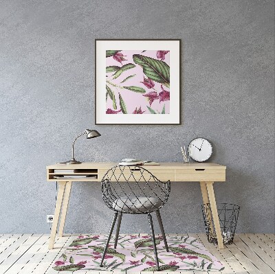 Desk chair mat pink flowers