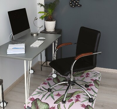 Desk chair mat pink flowers