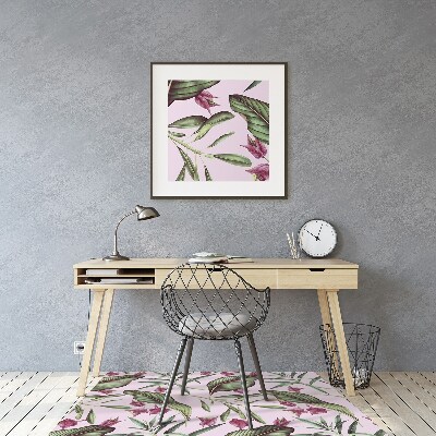 Desk chair mat pink flowers