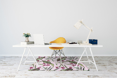 Desk chair mat pink flowers