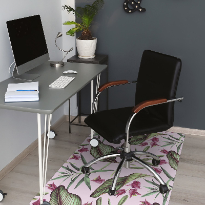 Desk chair mat pink flowers