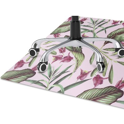 Desk chair mat pink flowers