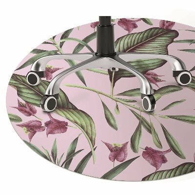 Desk chair mat pink flowers